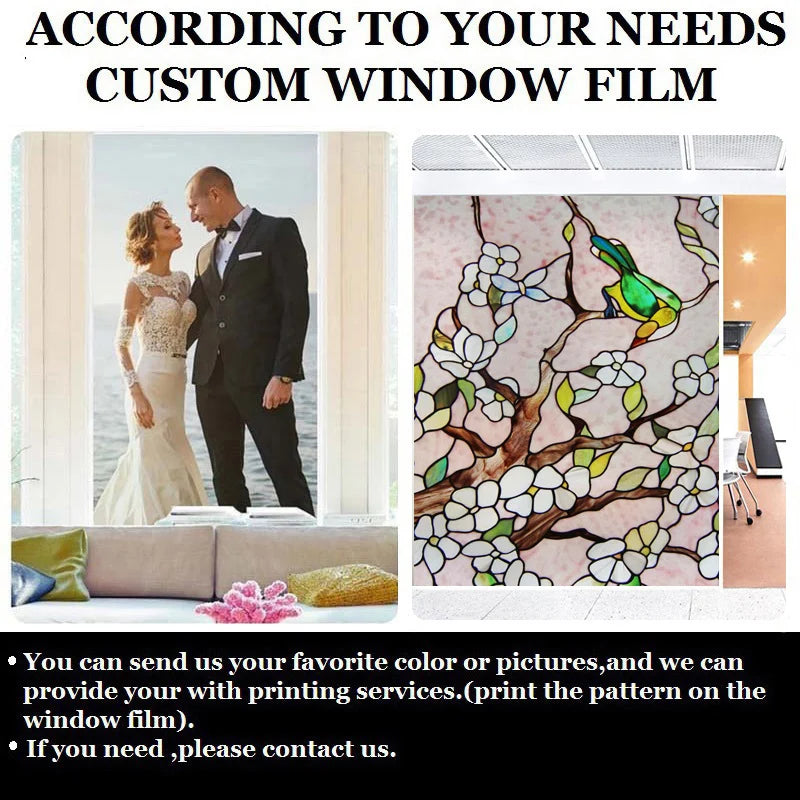 Stained Glass Film Window Sticker Static Cling  Remove Flower Rose Home Decoration for Windows,Custom designs welcom