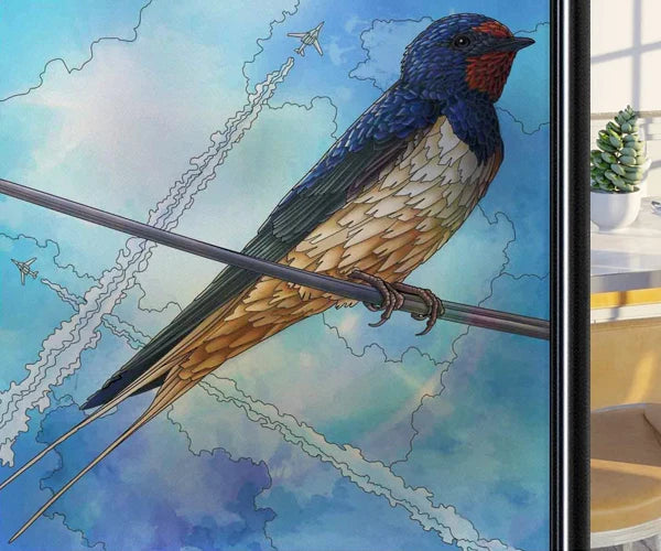 Window Film Frosted Stained Glass Films,Static Cling,Privacy Films,Bird Cock,Door Sticker Kitchen Bathroom Home Decor Customized