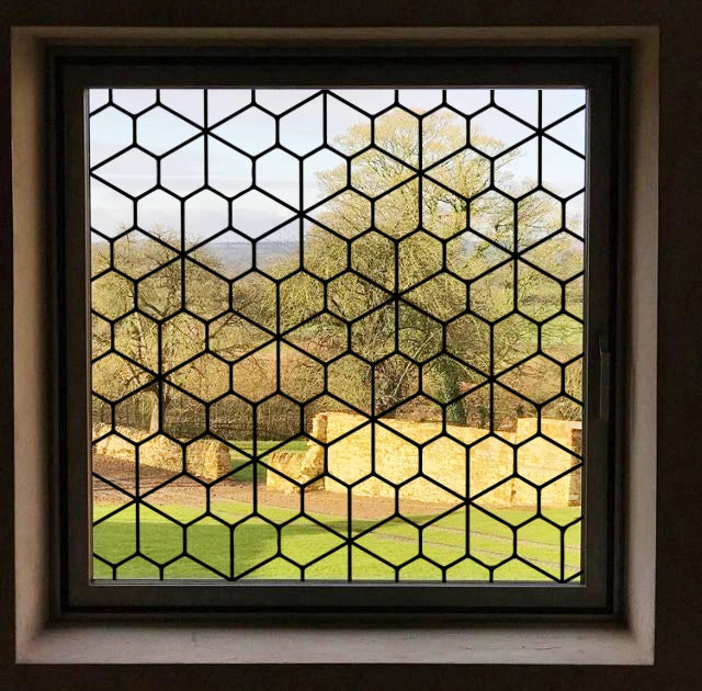 Stained Glass Window Film Transparent Glass Sticker Static Cling Custom made Black Line Office Door Anticollision Home Decor