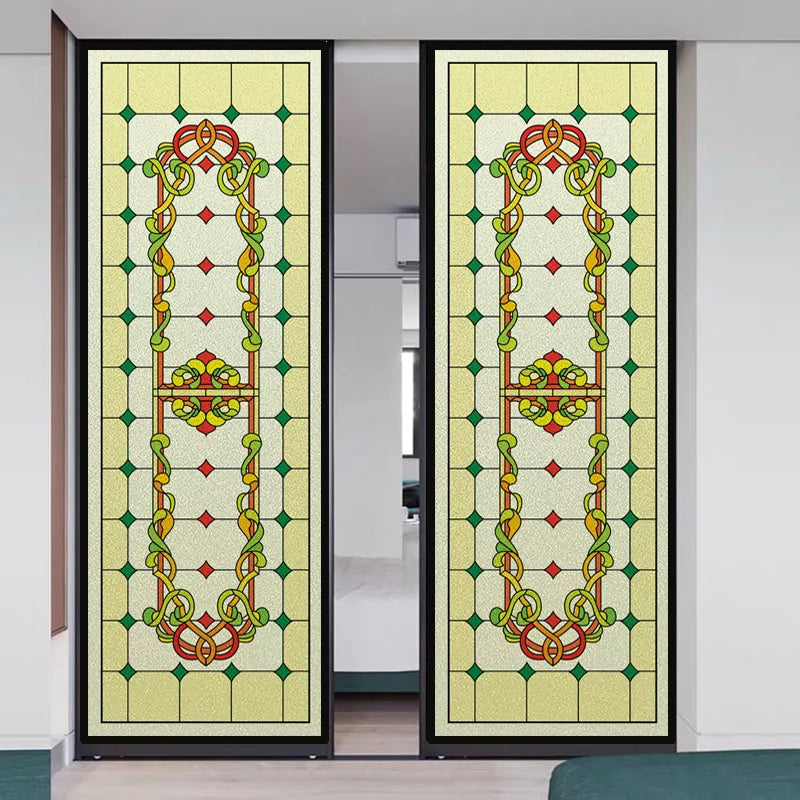 Frosted Stained Glass Window Film, Customized  Static Cling,,Privacy, European Style ,For Office, Bathroom Home Decor