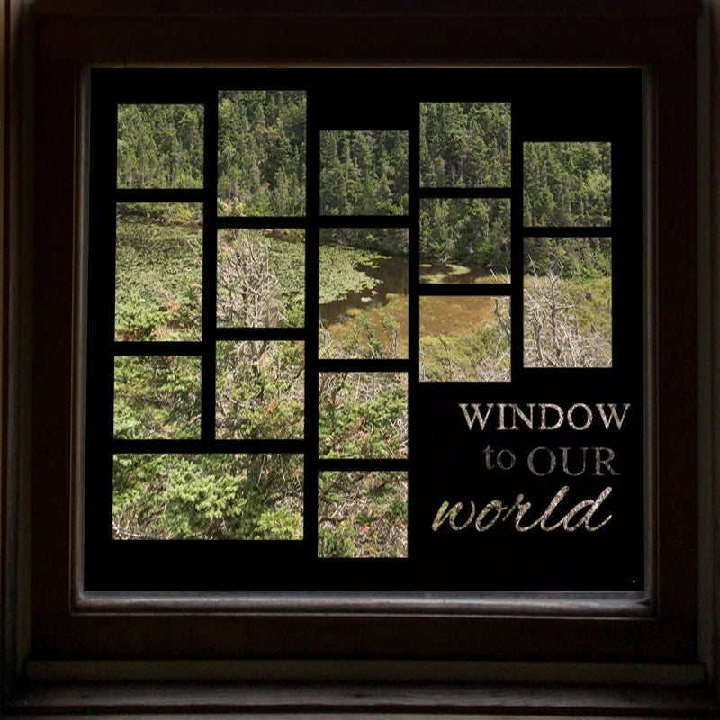 Stained Glass Window Film Transparent Glass Sticker Static Cling Custom made Black Line Office Door Anticollision Home Decor