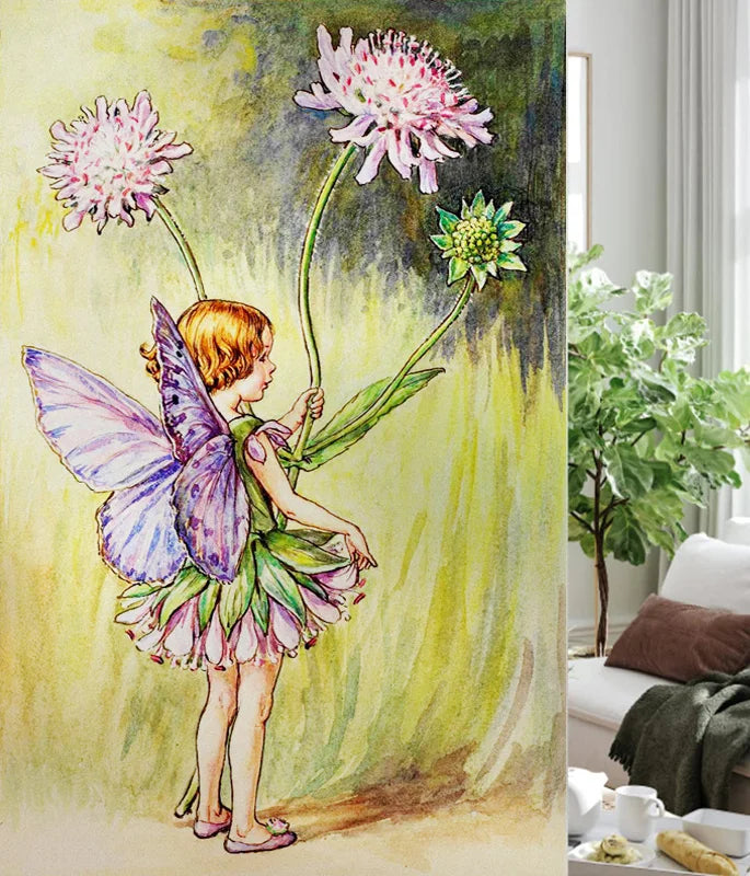 Custom Size Stained Glass Window Film, Flower Fairy Stickers, Static Cling for Kitchen, Bathroom, Bedroom, Door, Home Decor