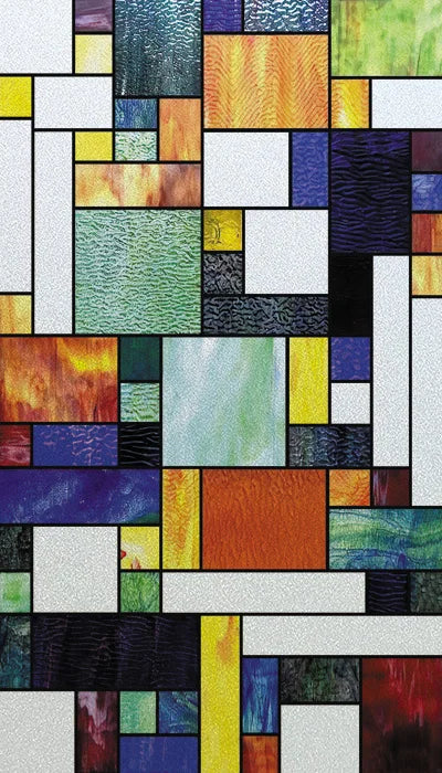Custom Size No Glue Static Cling Frosted Retro Stained Glass Film Window Film Sticker for Bathroom Door Home Decor Church Mosaic