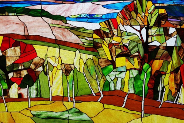 Window Film Stained Glass Stickers,Custom size Static Cling Frosted,Flower Bird Tree Print For Transom Window Glass Home Decor