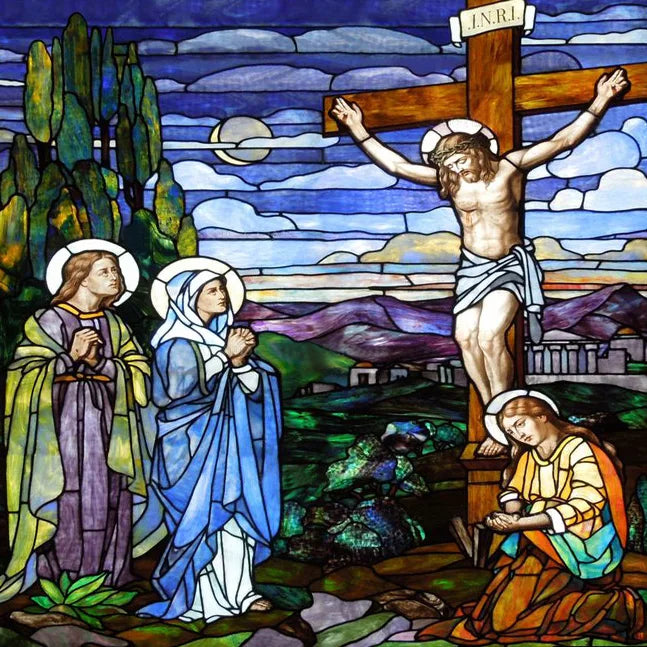 Custom Frosted Stained Glass Window Film,Static Cling Reusable,Jesus Christ Angels Virgin Mary Picture Decor Window Treatment