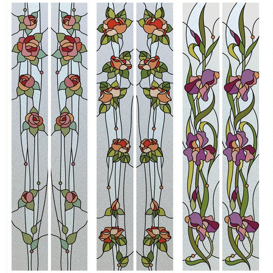 Stained Glass Window Film, Door Sticker, Frosted Static Cling Art, Colored Glass Frame Decoration, Custom Size