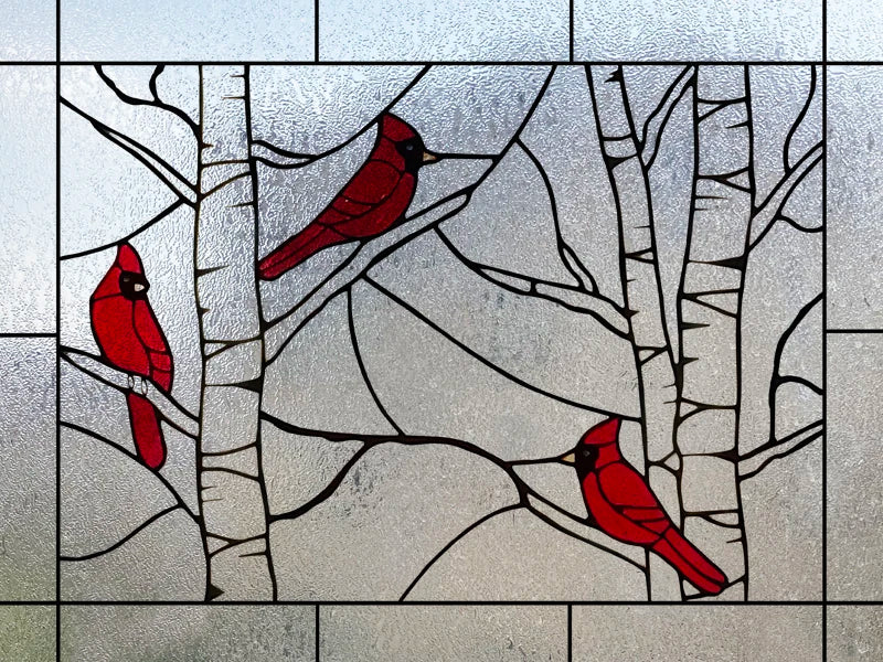 Window Film Stained Glass Stickers,Custom size Static Cling Frosted,Flower Bird Flower Print For Transom Window Glass Home Decor