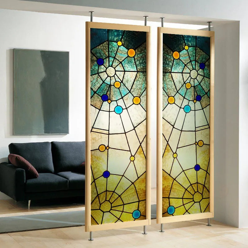 Custom Size Window Film, Stained Glass Films, Frosted Privacy, Retro Church Style, Colorful Door Sticker, Shower, Bathroom
