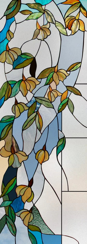 Stained Glass Vinyl Window Stickers Frosted Surface Bedroom Bathroom Decor Window Film Privacy Leaves  Flower Custom Size