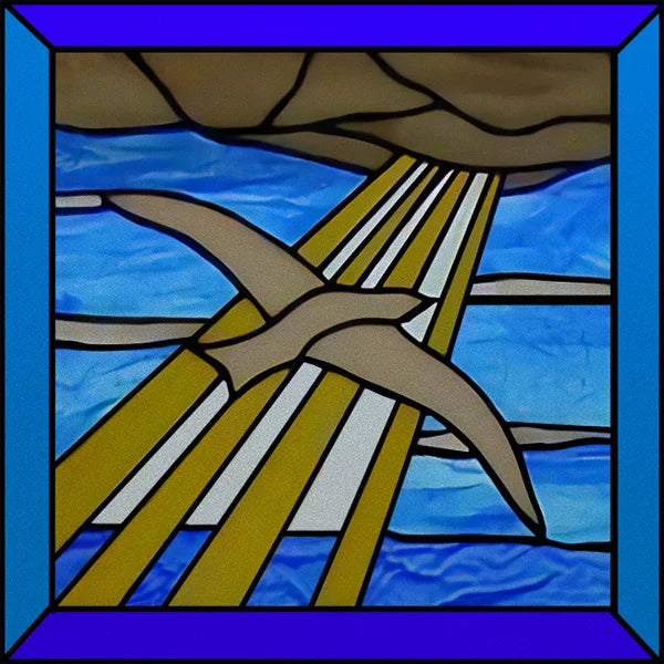 Frosted Stained Glass Window Film, Customized Ocean Boat Color, Static Cling Sticker,Home Decor Foil, Treatment