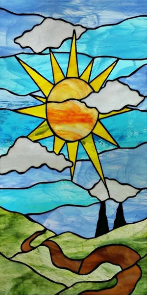 Custom Size Window Film, Stained Glass Stickers, Static Cling, Frosted Privacy Print, Sun,Sailboat,for Window Door, Home Decor