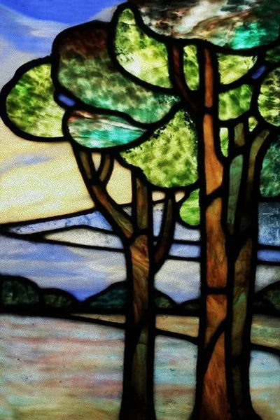 Custom Size Stained Glass Stickers,Static Cling,Frosted Privacy Print Tree, Window Door, Home Decor