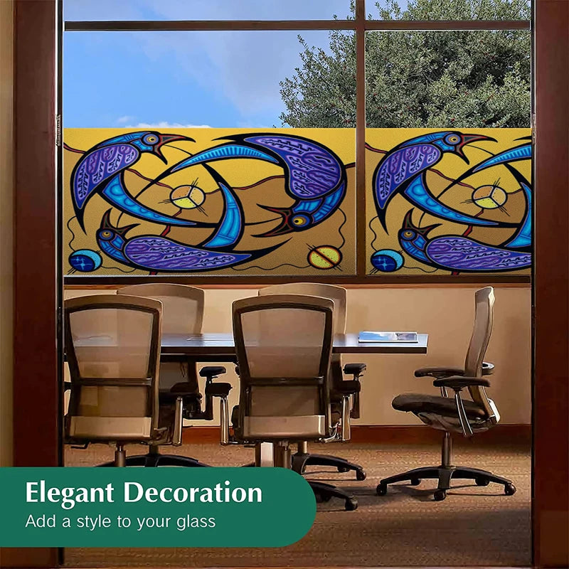 Custom size Stained Glass Window Film Retro Church Painted Mosaic Frosted Static Cling Art Colored Glass Films Sticker