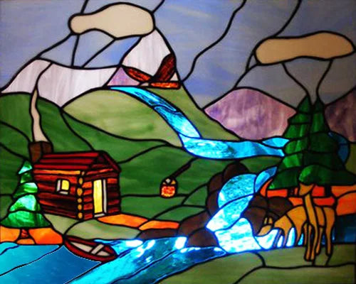 Glass Films Window Sticker Static Cling Frosted Home Decor Private Tint-Film For Door Window Cabinet Wardrobe Village Mountain