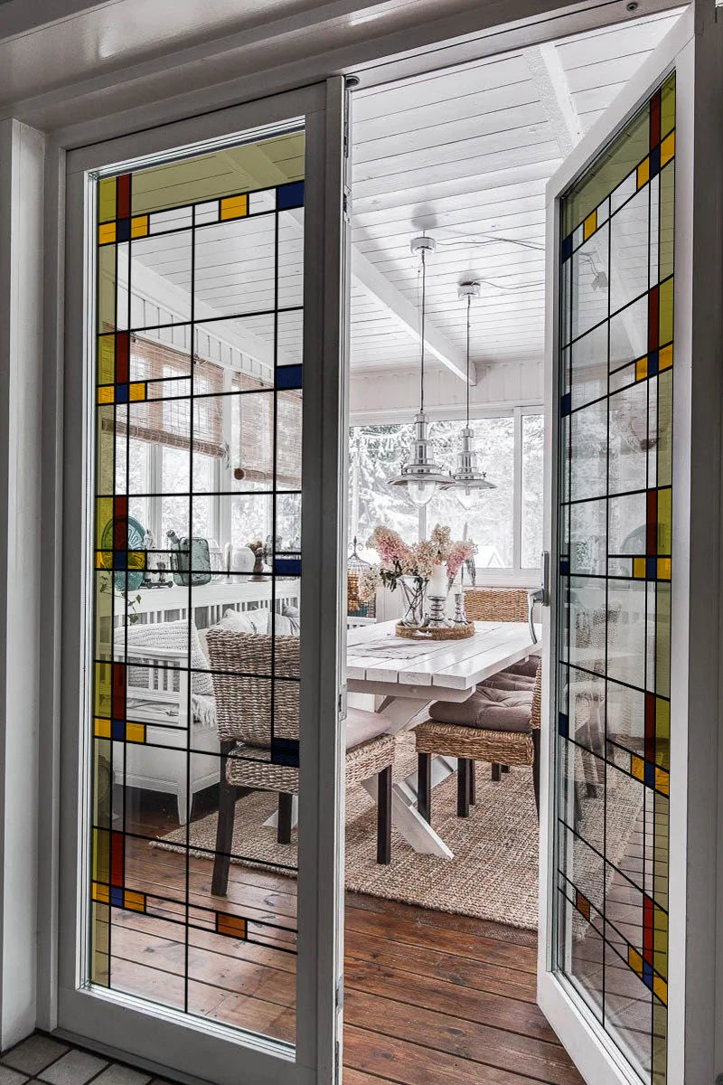 Stained Glass Window Film Transparent/Frosted Glass Sticker Static Cling Prairie Scottish for thin long Glass Door Anticollision