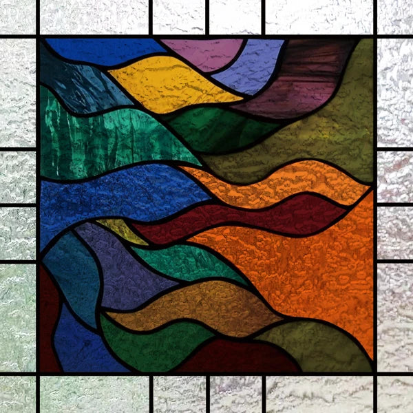 European Church Mosaic Stained Glass Films,Window Stickers Static Cling,Sun, Mosaic, Custom made to fit any Window Size or Shape