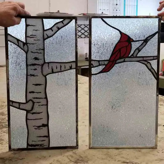 Window Film Stained Glass Films Frosted Static Cling Light-transparent Privacy Glass Sticker Home Decor 3D Material,Tree Bird