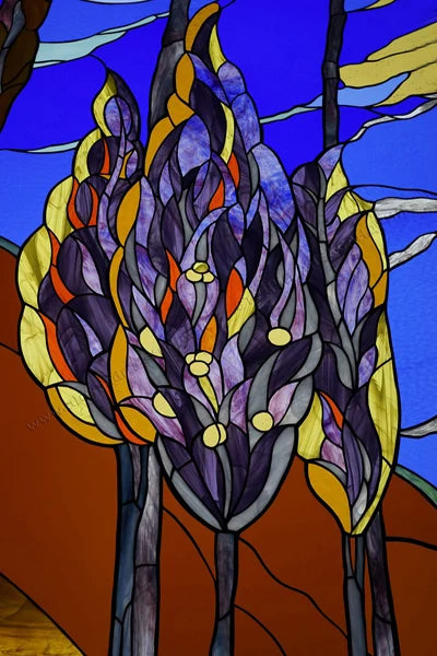 Custom size Glass Films,Stained Glass Stickers Static Cling,Frosted Privacy Print Flower,Tree,Rivers For Window Door Home Decor