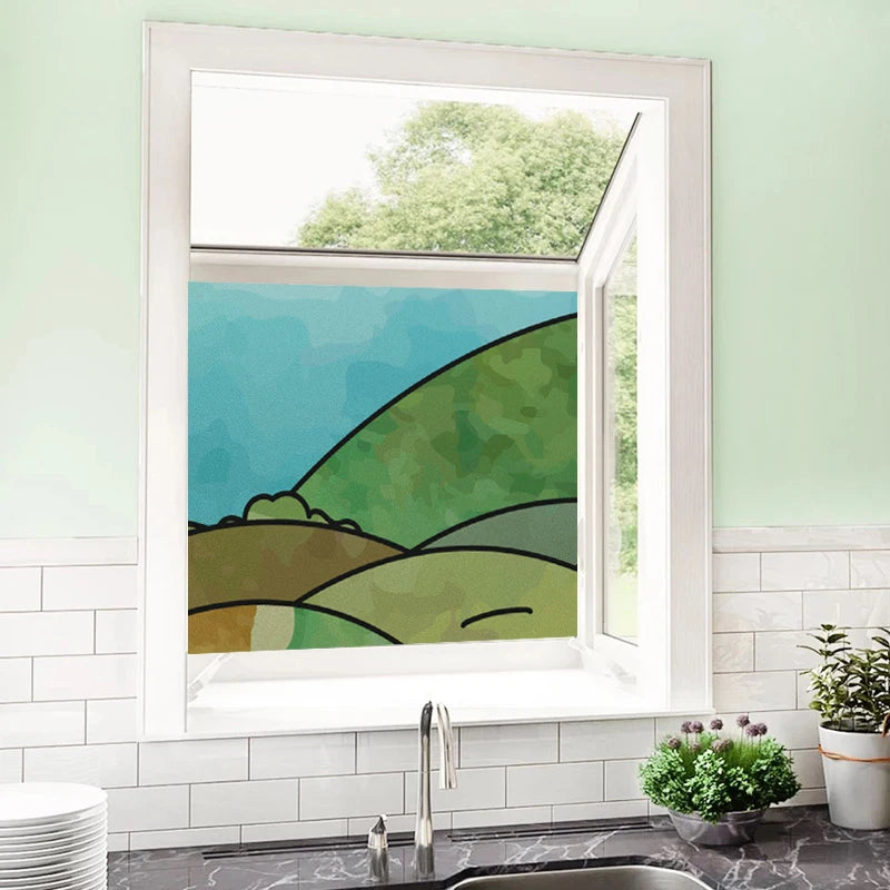 Privacy Window Film, Static Clings, Stained Glass, Non-Adhesive, Anti-UV Protection, Heat Control, Door Stickers custom for Home