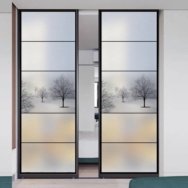 Custom Size Stained Glass Window Film,Frosted Privacy, Static Cling, Door Sticker,Kitchen and Bathroom, Tree Home Decor