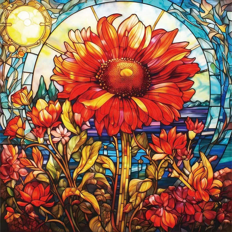 Custom size Window Film Stained Glass Films Frosted Privacy Static Cling Sunflower Sticker Bathroom Skylight Decor