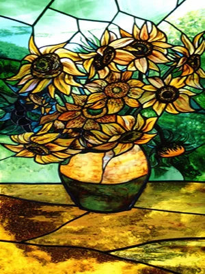 Window Film Frosted Stained Glass Films,Customized Privacy Static Cling,Retro Colorful Stickers For Shower Bathroom Skylight