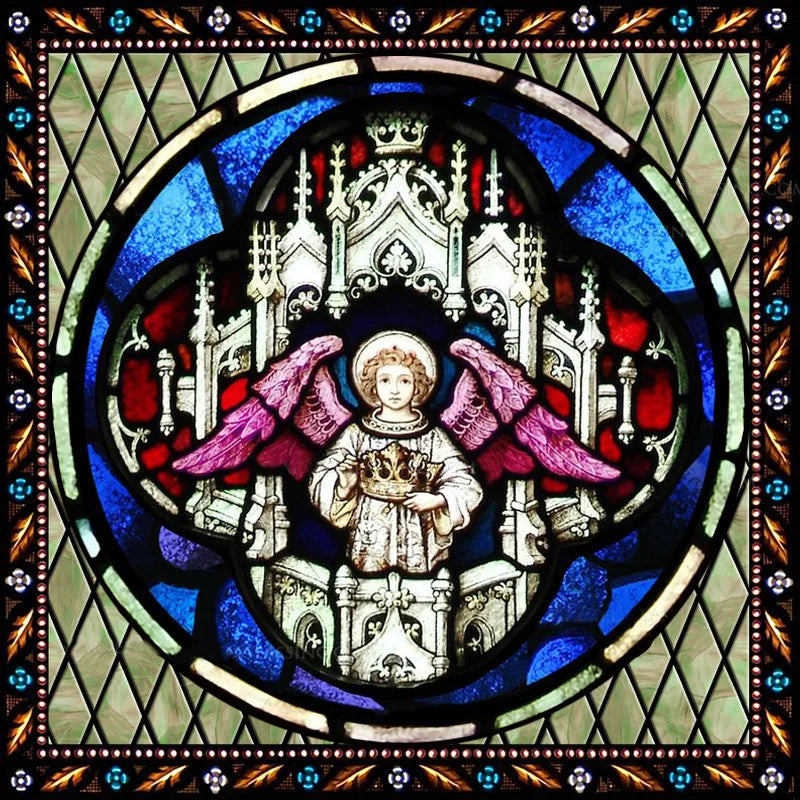 Custom Made Window Film Stained Glass Sticker,Angels Picture,Static Cling Frosted Privacy for House Worship Home Decor