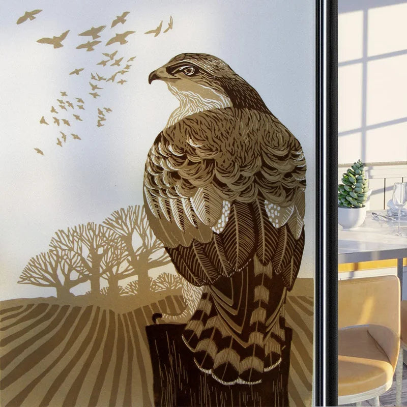 Frosted Stained Glass Window Film, Customized Art Deco Design, Birds Static Cling Sticker,Home Decor Foil, Treatment