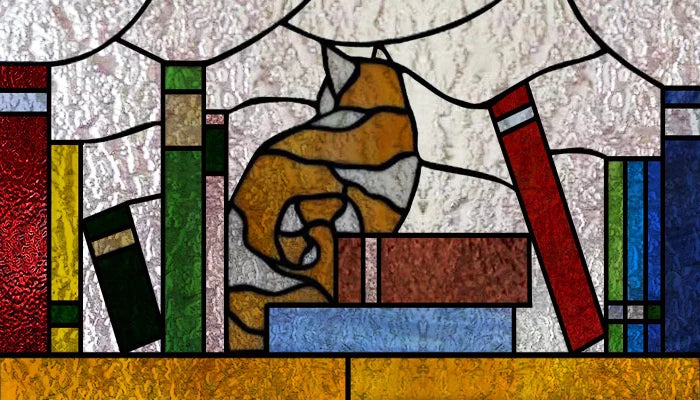 Custom Size 3D Matte Window Film, Stained Glass Decor, UV Window Sticker, Privacy Frosted Static Cling, Book Pattern for Glass