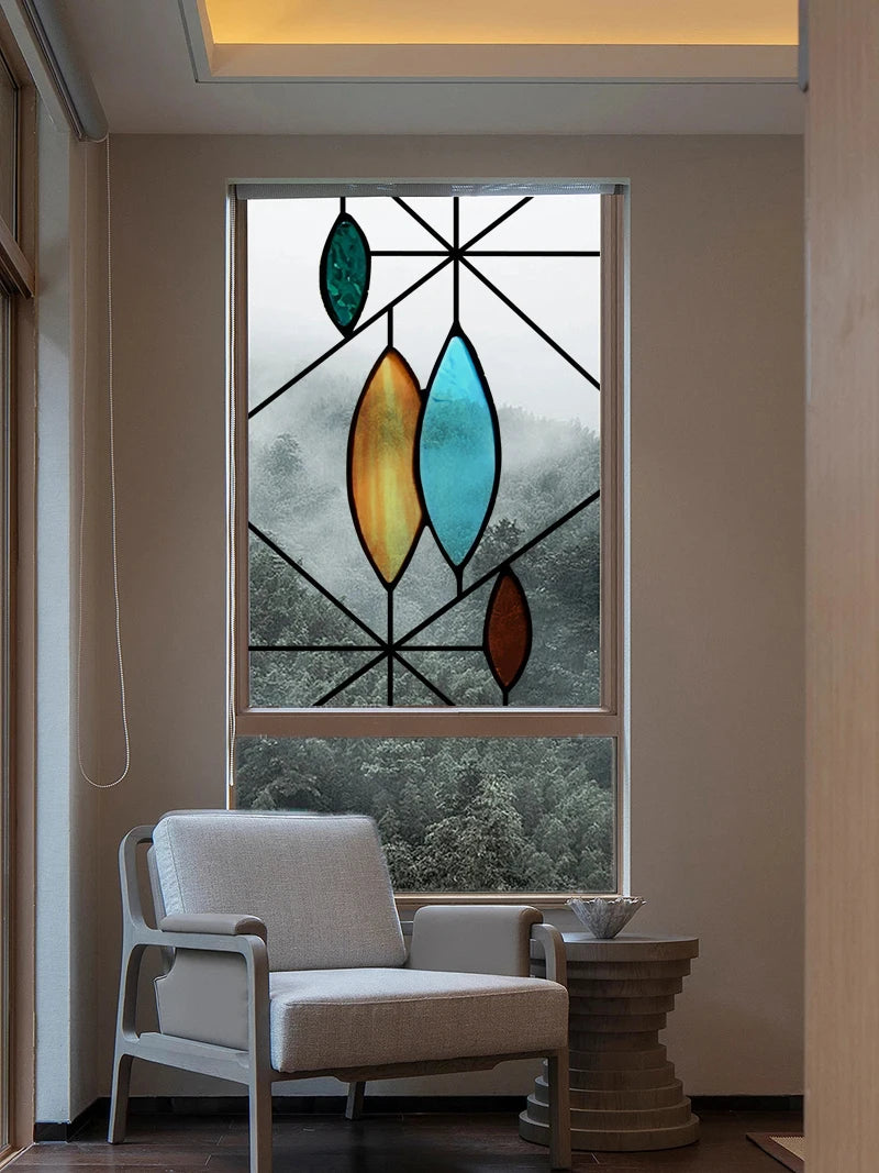 Frosted Stained Glass Window Film, 3D Matte, Transparent,Static Cling,Privacy, Door Sticker,Customized for Office, Home Decor