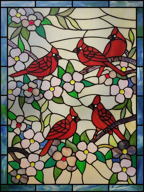 Frosted Stained Glass Window Film, Customized Art, Peacock Hummingbird Static Cling Sticker,Home Decor, Treatment