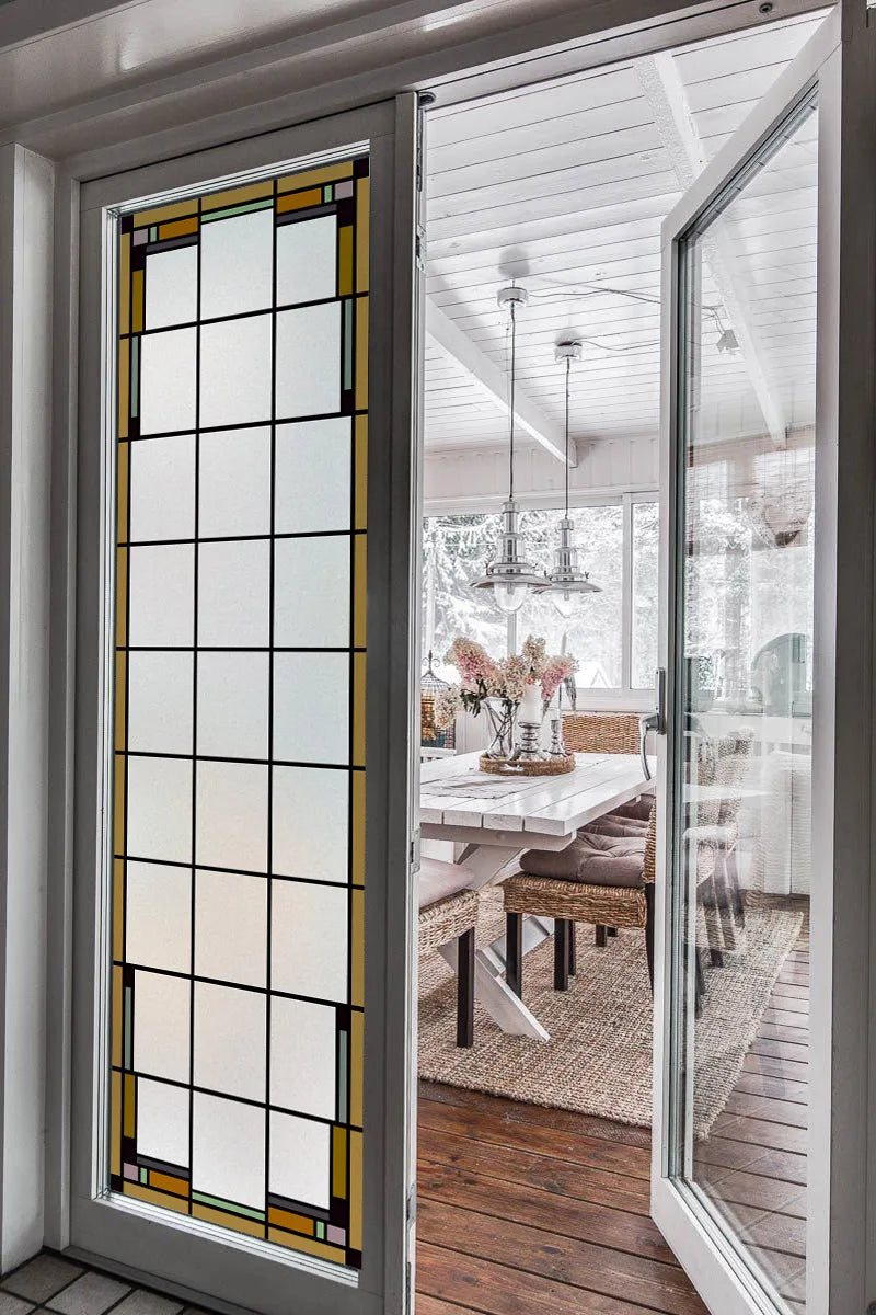 Stained Glass Window Film Transparent/Frosted Glass Sticker Static Cling Prairie Scottish for thin long Glass Door Anticollision