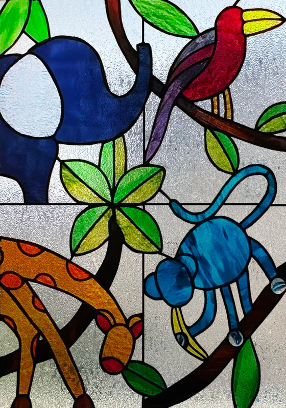 Stained Glass Wndow Film Frosted Glass Sticker Forest Custom Size Castle Cartoon For Kids Room Door Poster Home Decor