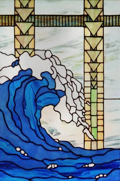 Custom Size Stained Glass Window Film, Retro Painted Frosted Static Cling, Vintage Glass Films Sticker, Lighthouse Sailboat