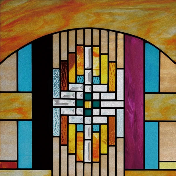 European Church Mosaic Stained Glass Films,Window Stickers Static Cling,Sun, Mosaic, Custom made to fit any Window Size or Shape