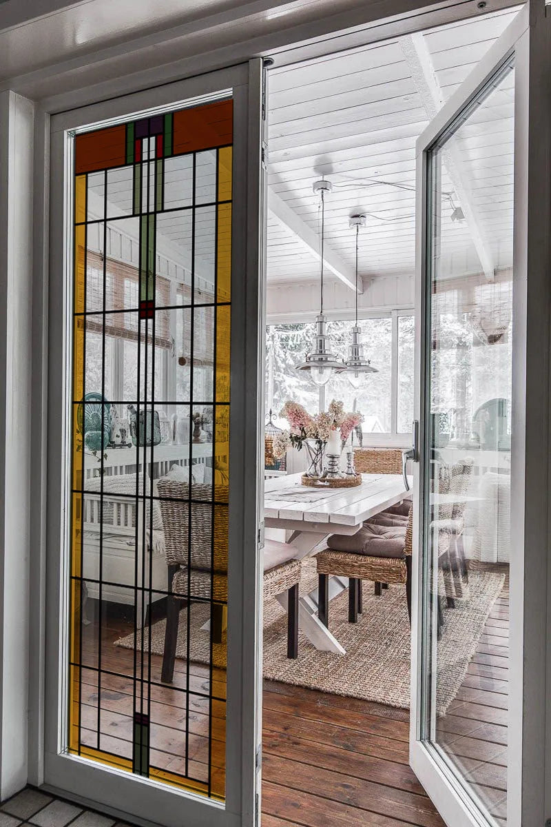 Stained Glass Window Film Transparent/Frosted Glass Sticker Static Cling Prairie Scottish for thin long Glass Door Anticollision