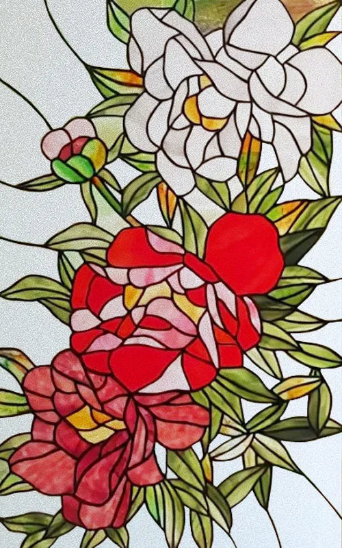 Frosted Stained Glass Film, Custom Size, Privacy, Static Cling,Door Sticker, Bathroom  Kitchen  Home Decor,Rose,Flower, Fruit