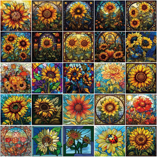 Custom size Window Film Stained Glass Films Frosted Privacy Static Cling Sunflower Sticker Bathroom Skylight Decor