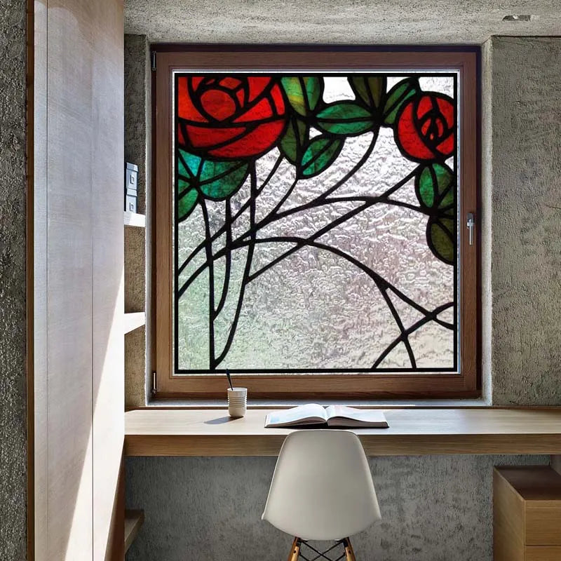 Custom size 3D Matte Window Film Stained Glass Decorative Uv Window Sticker Privacy Frosted Static Cling Window Decal for Glass