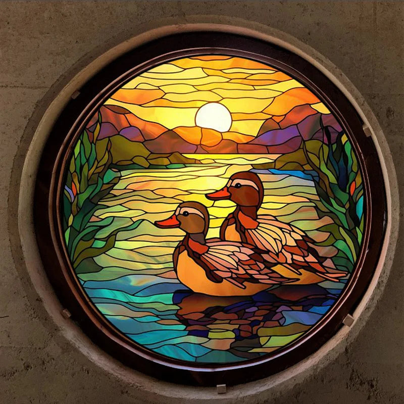 Custom size Window Film Stained Glass Films Frosted Privacy Static Cling Retro Bird Peacock Sticker Bathroom Skylight Decor