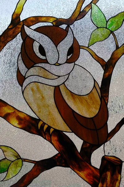 3D Matte Window Film,Stained Glass Decorative Uv Window Sticker,Privacy Frosted Static Cling,Custom size for Glass,Birds,Peacock