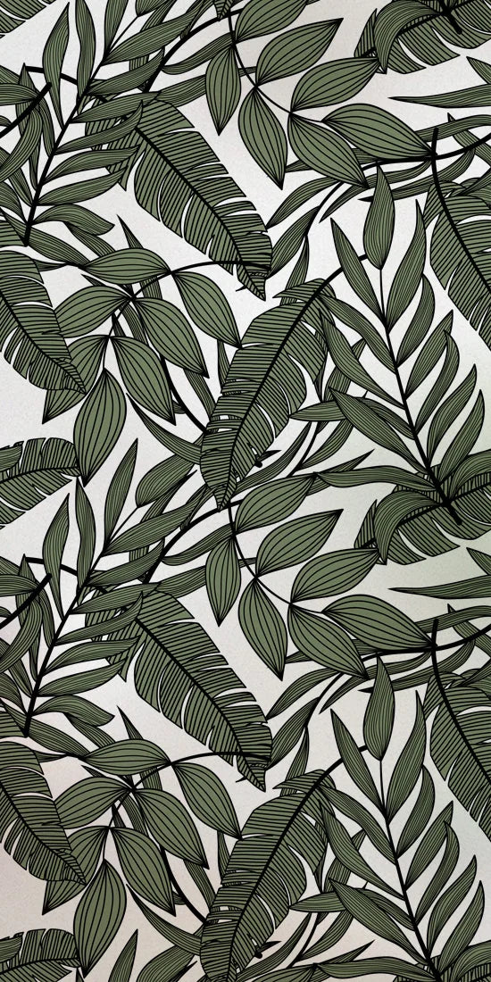 Stained Glass Film, Opaque Sticker,Frosted Static Cing ,Tropical Leaves, Seamless Pattern,Home Decor, Privacy, Custom Size