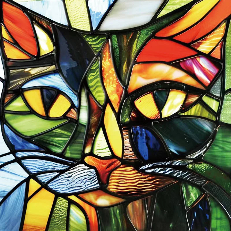 Custom size Window Film Stained Glass Films Frosted Privacy Static Cling cat Sticker Bathroom Skylight Decor