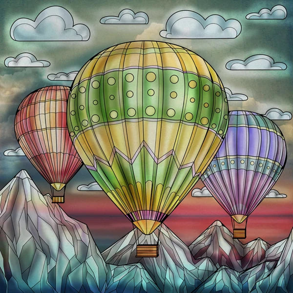 Custom size Stained Glass Wndow Film,Satic Cling Window Films,Decor Foil Stickers Window Treatment For Square Glass Hot air ball