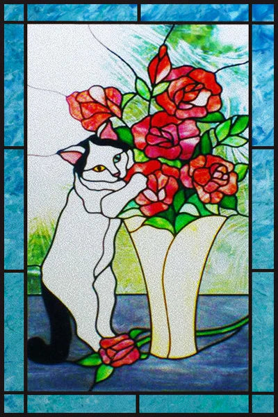 Window Film Frosted Stained Glass Films,Customized Privacy Static Cling,Flower Sun Fruit Fish Cat,Door Sticker,Office Home Decor