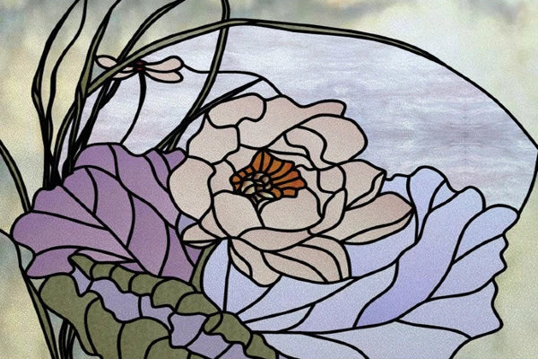 Window Film Stained Glass Stickers,Custom size Static Cling Frosted,Flower Bird Tree Print For Transom Window Glass Home Decor