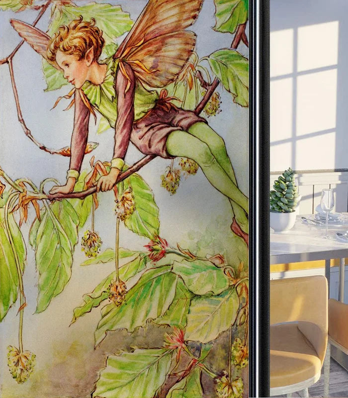 Custom Size Glass Window Film Static Cling Frosted Glass Films Foil Stickers Waterproof For Bathroom Kitchen Door Flower Fairy