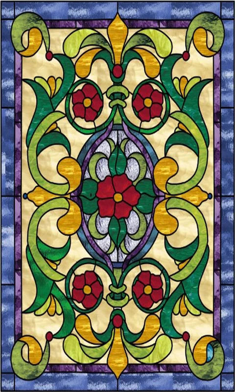 Window Film Victorian Stained Glass Films Customized  Church-style Static Cling Sticker Kitchen Bathroom Substitute for Home