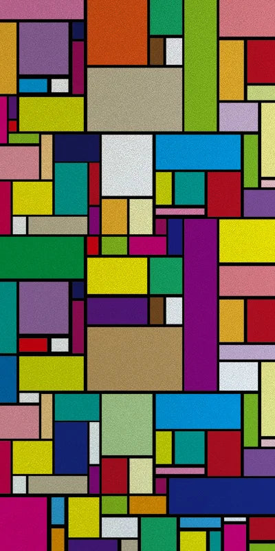 Frosted Stained Glass Window Film, Reusable Window Covering, Sun Catcher, Mosaic Rainbow Color, Privacy, Home-Decor