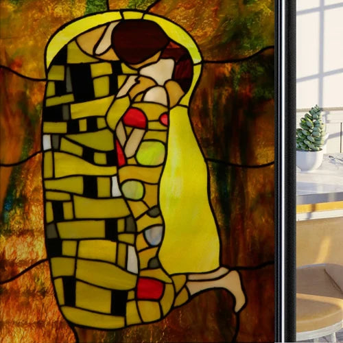 Custom Size Glass Window Film,Static Cling Stained Glass Films,Foil Retro Stickers,For Girl's Room Bathroom Kitchen Door Home